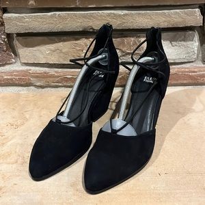 Eileen Fisher Black Suede Wedge Heel Lace Pump